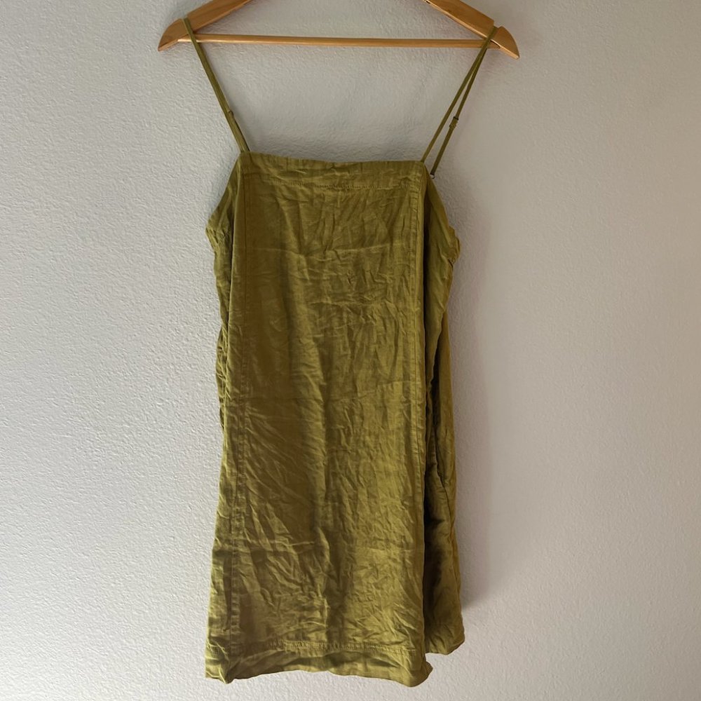 Goldie Mini Dress in 100% Linen - Green / Citrus Lime - Madewell - Size 6